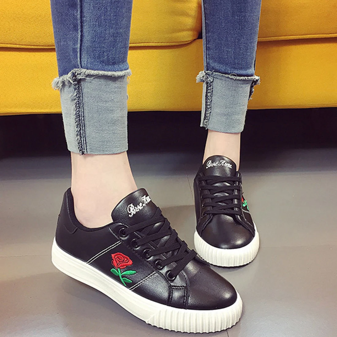 2017 Новый Кожаный Женская Обувь Повседневная Кожаная Для Женщин Плоские Туфли