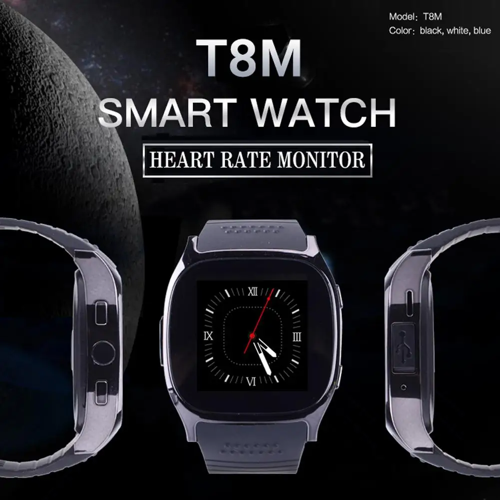 T8M Bluetooth сердечного ритма кровяного давления сигнализации Смарт наручные часы для iOS Android