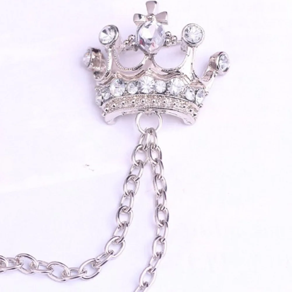1 шт. Серебряная длинная цепочка брошь в виде хрустальной короны значок ювелирные