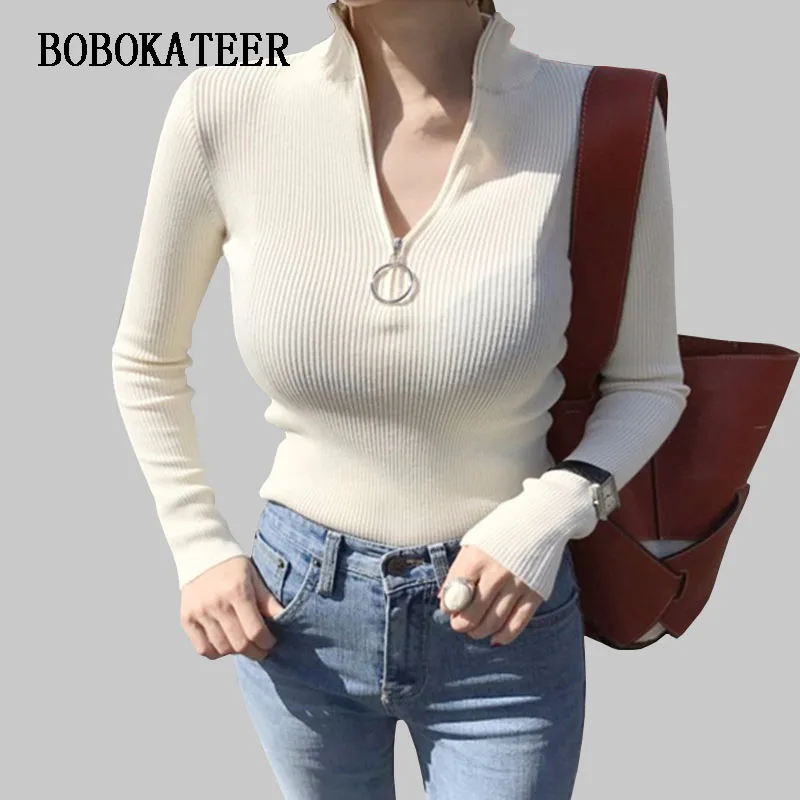 BOBOKATEER pull femme hiver Рождественский свитер женская зимняя одежда Женский вязаный пуловер с высоким воротом sueter mujer invierno
