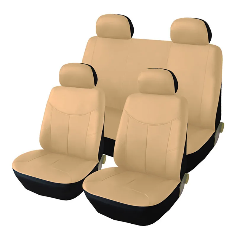 BEIGE-8PCS Автомобильные чехлы из искусственной кожи, универсальные чехлы AUTUYOUTH для Toyota Lada Renault Audi peugeot VW kalina granta priora - Название цвета: BEIGE-8PCS