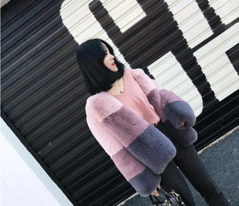 Женская верхняя одежда Chaqueta Cuero Mujeroft с искусственным кроличьим мехом Верхняя