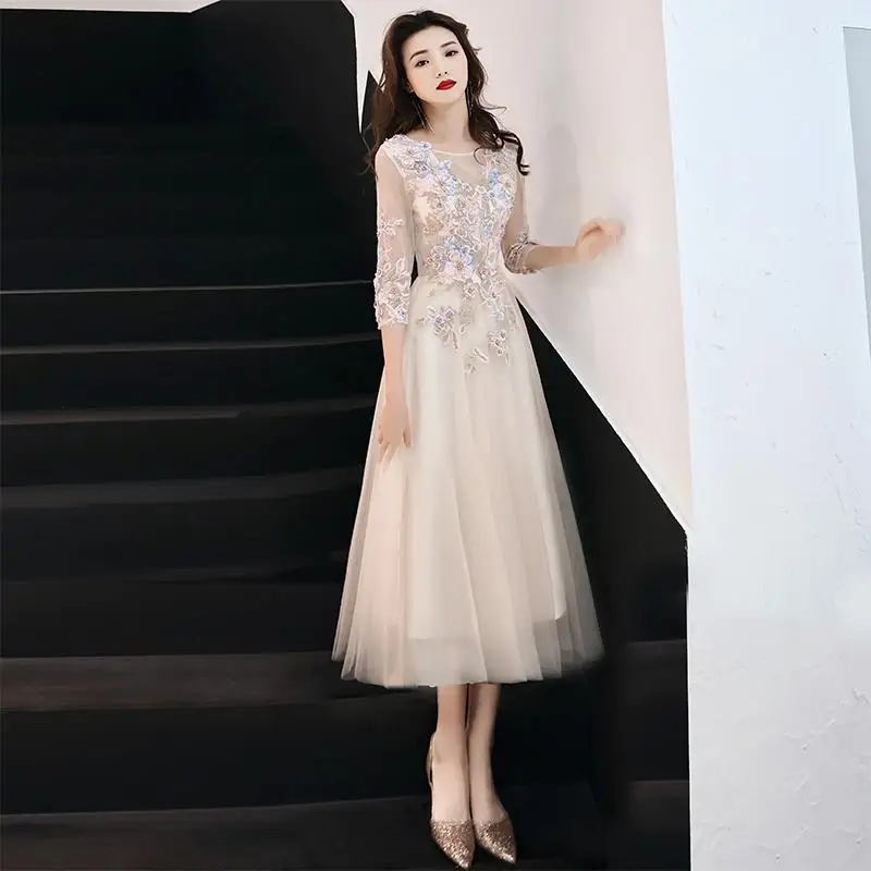 Розовый элегантное платье для невесты женские Длина Vestidos Noble цветочным бисером формальные Вечеринка платья XS S M L XL XXL - Цвет: Style 10