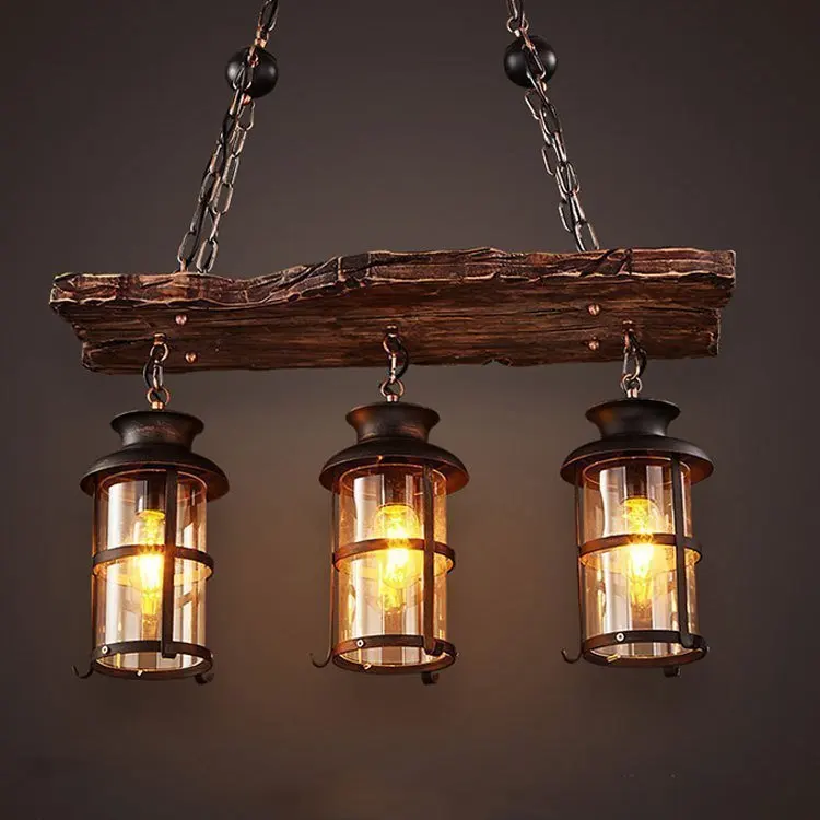 

New Original Design Retro Industrial Pendant Lamp 2/3 Heads Old Boat Wood American Country style Nostalgia Light Free Shipping