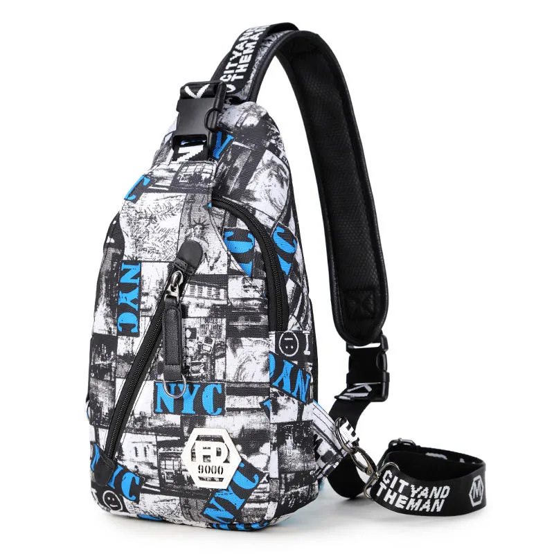 Синяя камуфляжная Мужская нагрудная сумка водонепроницаемая ткань Оксфорд на