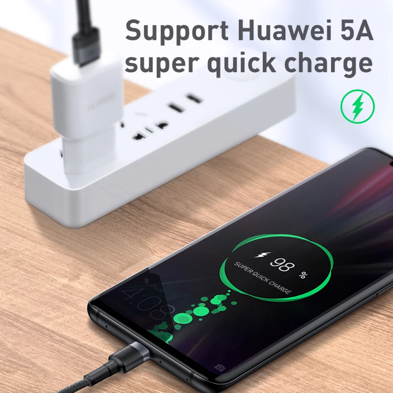 Кабель Baseus 5A usb type-C для huawei P30 mate 20 Pro Кабель usb type C для huawei P20 Lite samsung S9 S10 USB C кабель для зарядки