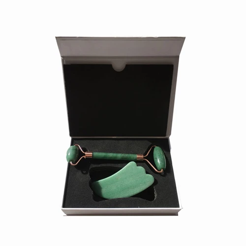 Jade Roller guasha Натуральный нефритовый ролик и массажный инструмент Gua Sha, антивозрастной Нефритовый камень для лица, набор для лица, глаз, шеи, укрепляющий валик - Цвет: Jade Roller guasha