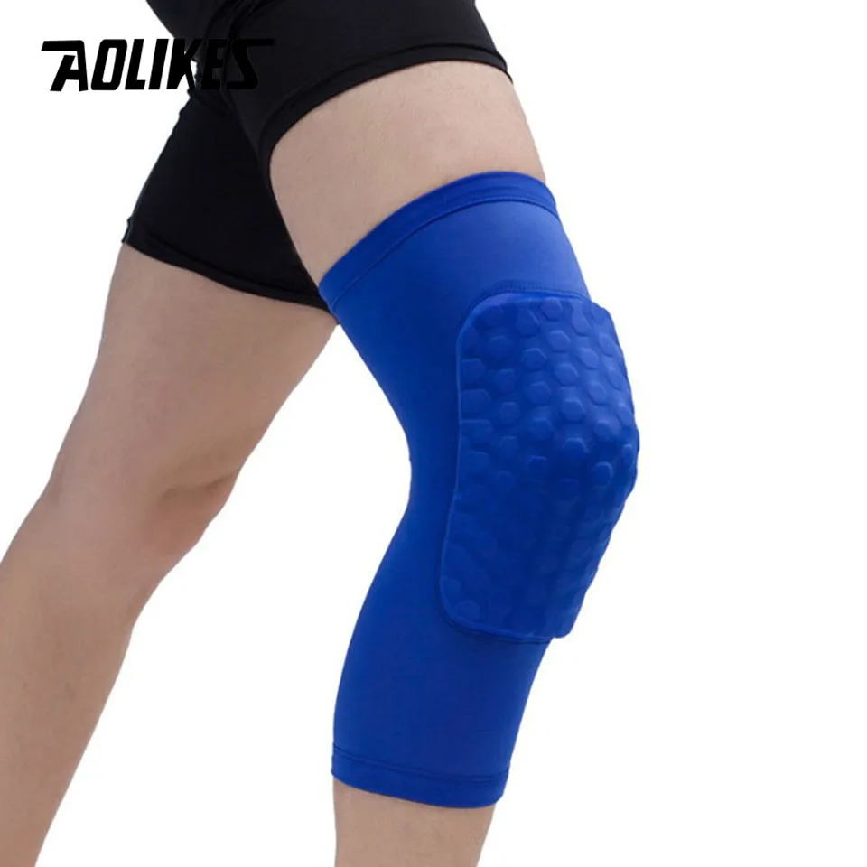 Blue AOLIKES 1 шт. ячеистые наколенники баскетбольные спортивные волейбольный наколенник наколенники Поддержка футбольного компрессионного рукава для ног - Цвет: Blue
