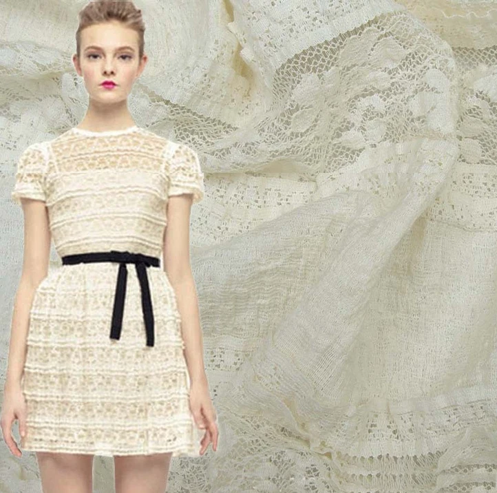 Элегантный цветочный хлопок стрейч ткань сетки вышивка гипюр | Дом и сад