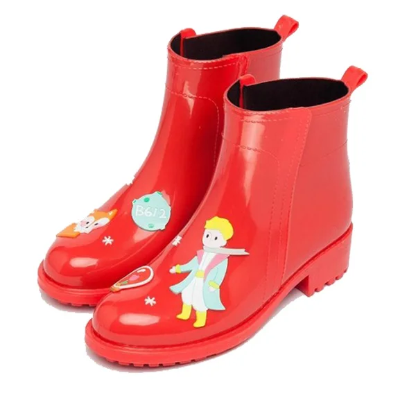 Little Price Red DRIPDROP Резиновые сапоги из ПВХ Водонепроницаемые Женские ботильоны с Аппликациями Маленького Принца и Цирковых Животных - Цвет: Little Price Red