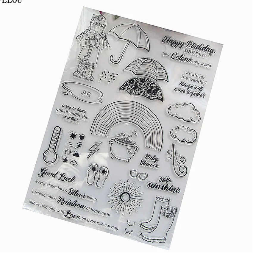 PANFELOU rain rainbow Transparent Silicone Rubber Clear Stamps cartoon for Scrapbooking/DIY Easter wedding album | Дом и сад