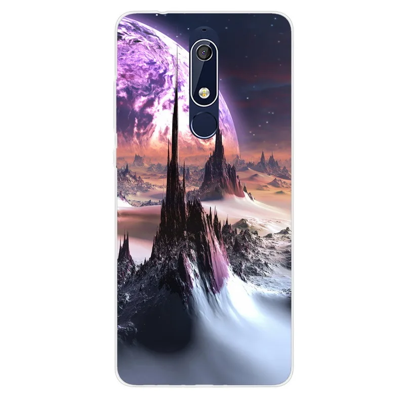 XK-08 Для Nokia 1 2 2,1 3 3,1 4,2 5 5,1 6 6,1 7 7,1 плюс 2018X5X6 Чехол для телефона с рисунком "Звездное небо" Луна картина мягкий чехол Fundas Capa - Цвет: XK-08