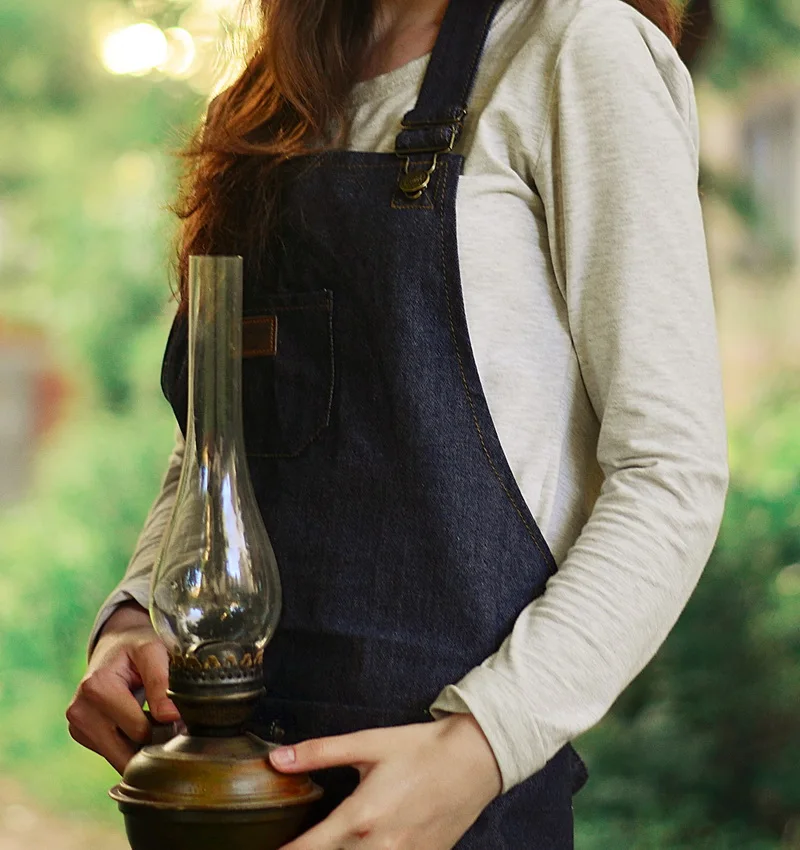 Новинка 2016 фартуки джинсовая простая синяя форма унисекс джинсы для взрослых