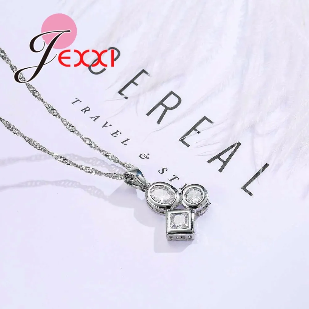 

Brand High Quality 925 Sterling Silver Jewelry Sets with Clear CZ Stone for Women Wedding Necklace + Earrings Set Jewelry