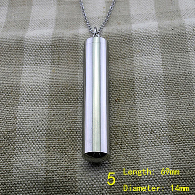 Style5 69mm 14mm Титановая сталь урна сувенир ювелирный цилиндр подвески флаконы духов ожерелье Openable положить в пепел Мемориал Мужчины Женщины Подарки - Окраска металла: Style5 69mm 14mm