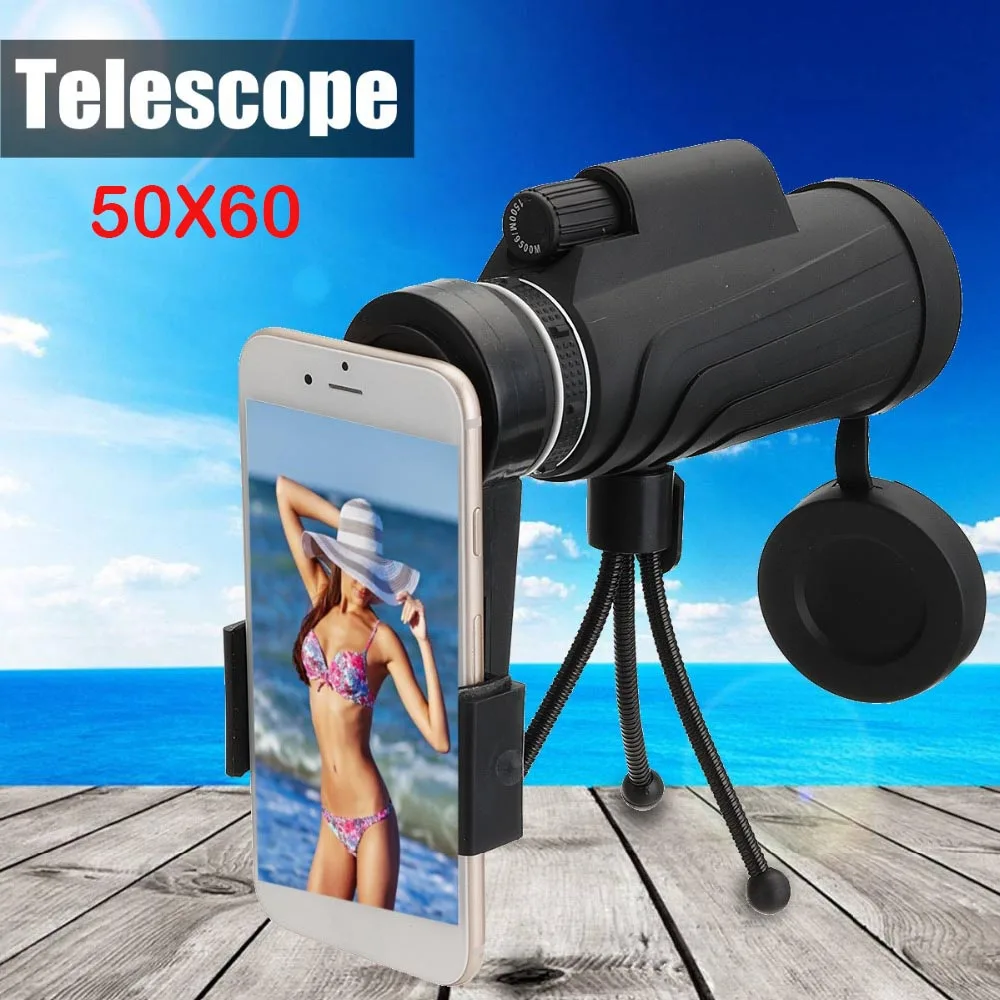 50X60 HD зум объектив водонепроницаемый монокулярный телескоп для смартфона telefon