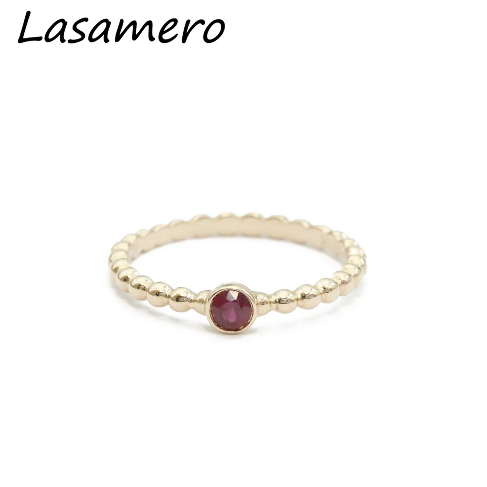 LASAMERO круглые огранки 0.13ct натуральный рубин драгоценный камень Пасьянс Milgrain бусы