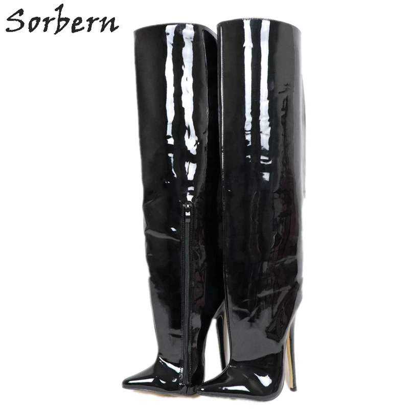 Женские ботфорты с острым носком Sorbern Сапоги унисекс на высоком каблуке шпильке 18