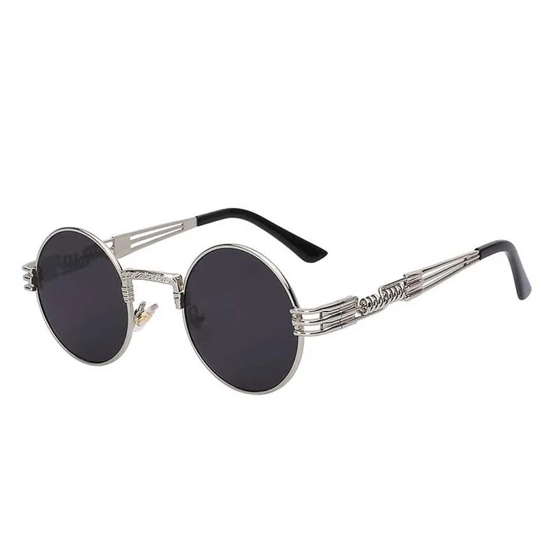Ретро Круглые стимпанк Солнцезащитные очки UV400 защита Lunette Золотой Металл Весенние солнцезащитные очки для мужчин крутые круглые зеркальные оттенки