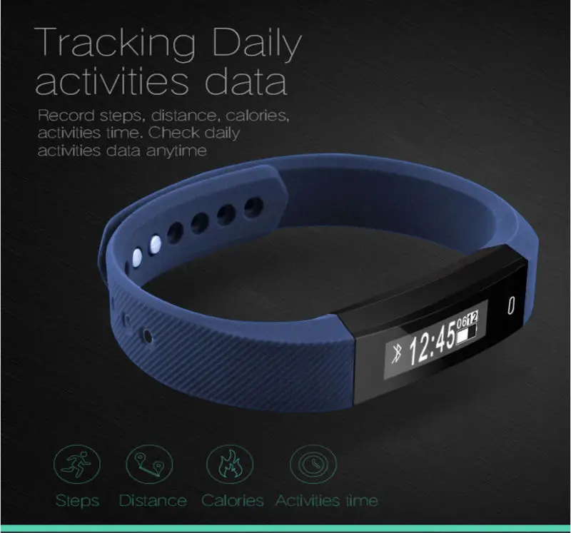 Bluetooth ID115 Смарт-часы фитнес-трекер подходят для женщин мужчин детей SmartWatch сна Браслет сердечного ритма браслет бит водонепроницаемый