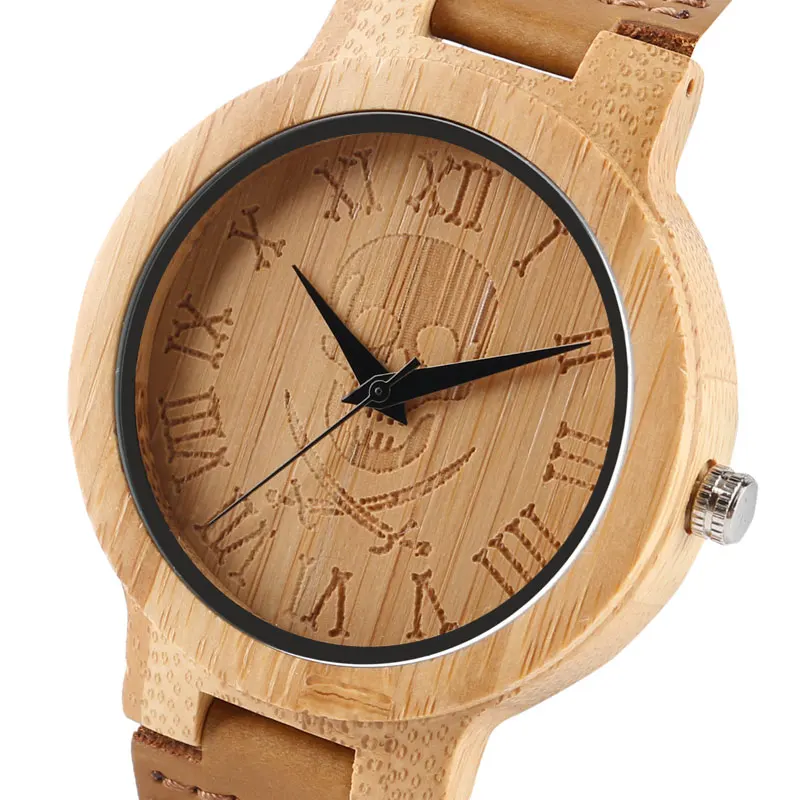 Креативные деревянные часы ремешок из натуральной кожи модные наручные с