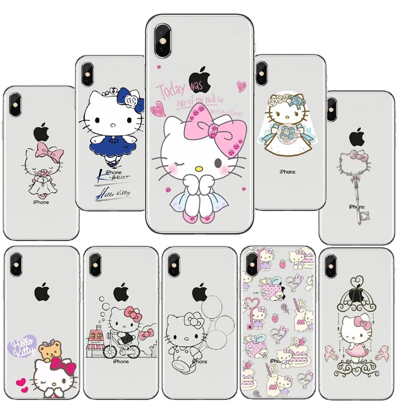 Мягкий силиконовый чехол hello kitty из ТПУ для Apple IPhone X 8 7 6 S Plus 5 5S SE 5C 4 4s XS