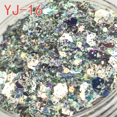 YJ16 Блестки для макияжа глаз DIY украшения для дизайна ногтей нерегулярные Стразы Блестящий Порошок Ультратонкий Блестящий бумажный стикер для ногтей дизайн 8 г - Цвет: YJ16