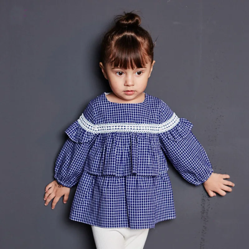 Новая Осенняя для маленьких девочек хлопок плед оборками Легкая Куртка Пальто