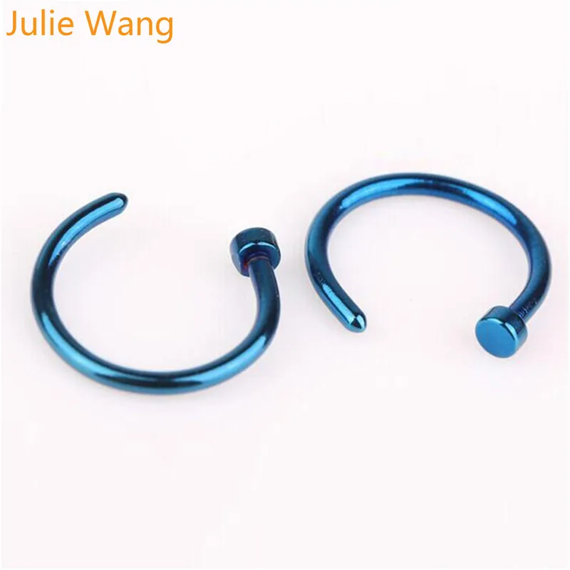 Julie Wang 1 шт. Титановая Сталь 5 цветов носовые кольца с ложным пирсингом обруч для перегородки Пирсинг клип панк женские украшения для тела 6 мм/8 мм/10 мм