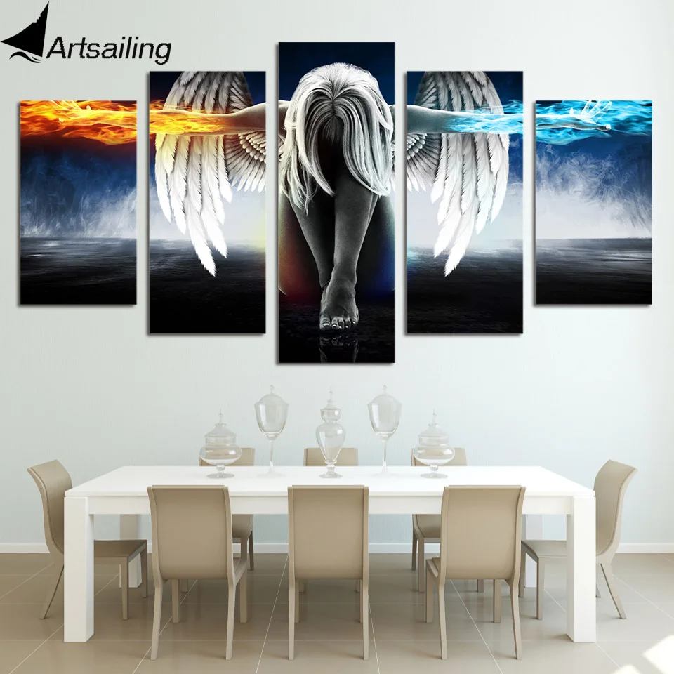 Artsail 5 шт. холст с изображением Анджелеса девушек аниме демонов модульная Картина