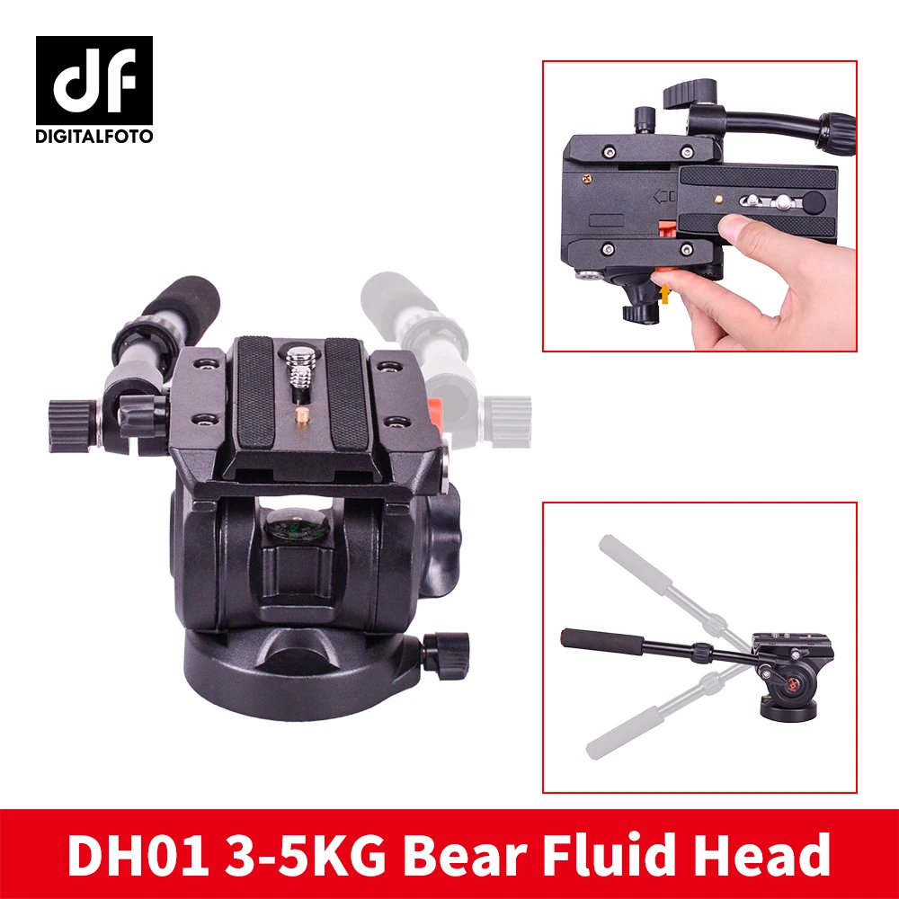 

DH01 Professional video tripod hand hold head 5kg MAX loading Panoramic Hydraulic Fluid head monopod head +Quick Release Plate