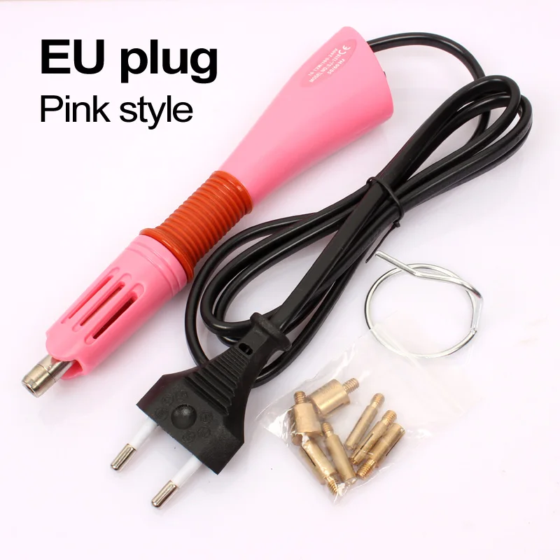 EU plug Pink Ограниченная по времени Горячая фиксация точечных сумок розовый аппликатор палочка пистолет для горячей фиксации Стразы с железом на кристаллах - Цвет: EU plug Pink