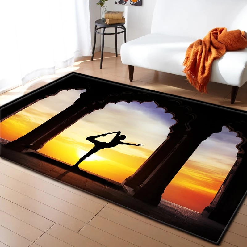 Beste Nordic Tapijten Zachte Flanellen Yoga Gedrukt Karpetten Parlor Mat Tapijten Anti-Slip Grote Tapijt Tapijt Voor Woonkamer Decor