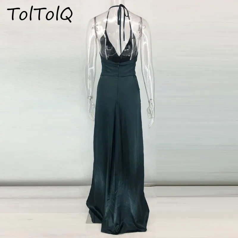 TolTolQ 2019 сексуальное женское платье с глубоким V-образным вырезом и Боковым