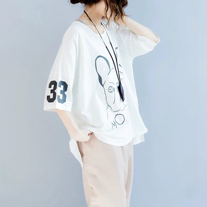 Elseisle Dog Футболка женская белая футболка большого размера с принтом собаки Harajuku