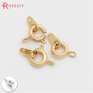 4 шт. 6x9 мм 24K позолоченные латунные Пружинные круглые застежки на ожерелье высокое качество ювелирные изделия аксессуары