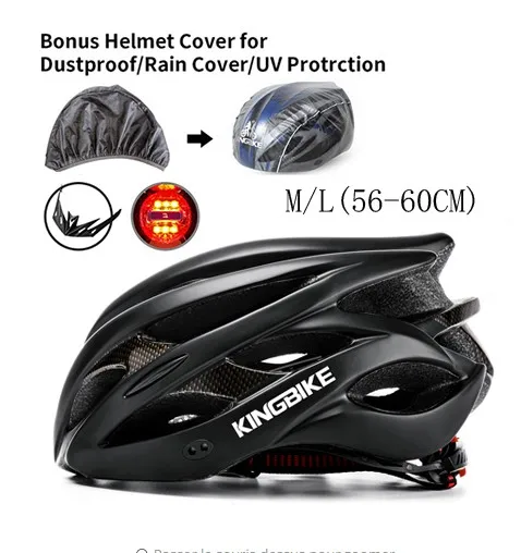 KINGBIKE Женский Мужской велосипедный шлем дорожный горный шлем с козырьком MTB велосипедный шлем защитный задний фонарь casco ciclismo - Цвет: J-629-black