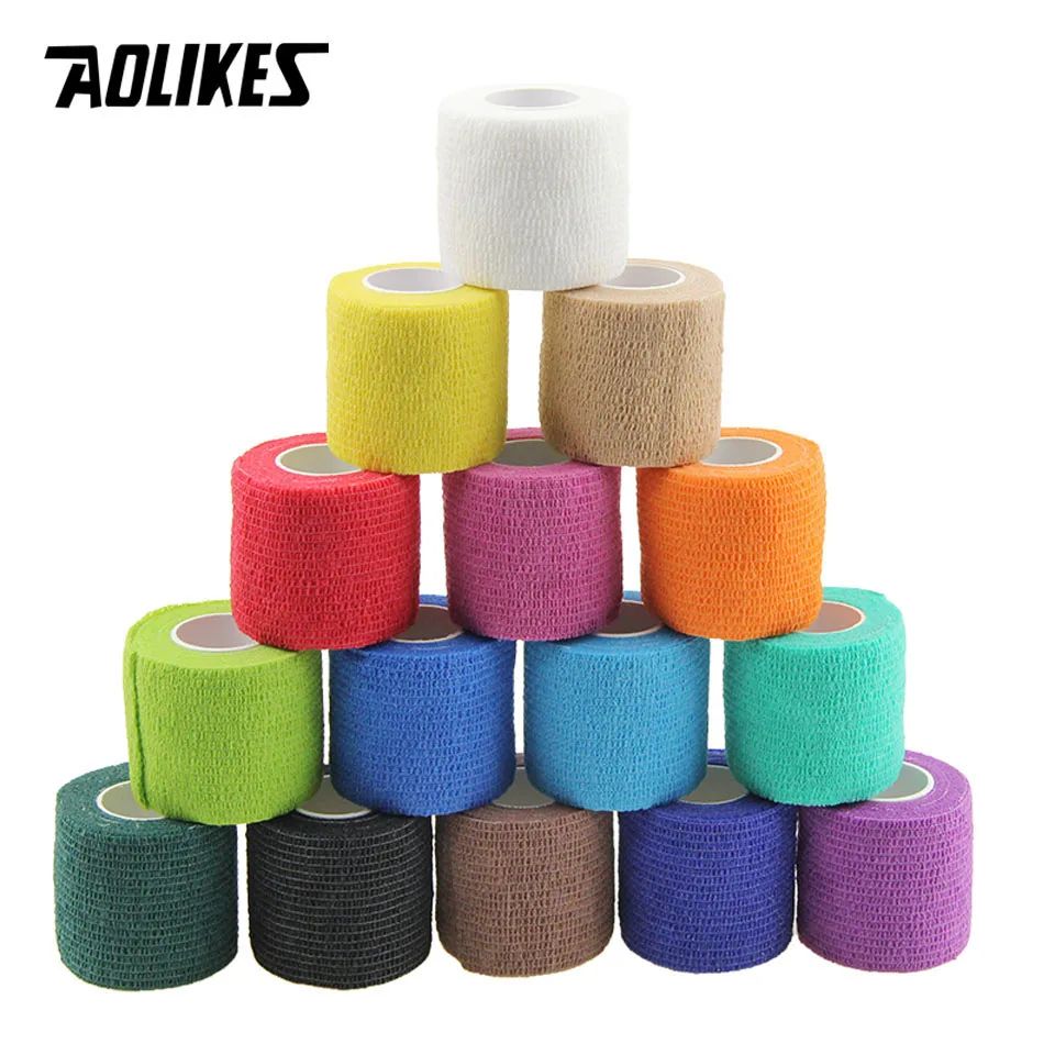 AOLIKES 5 см* 450 см самоклеющиеся эластичные бинты из нетканого материала кинезиологическая лента Защитное снаряжение колено локоть поддержка травмирования колодки