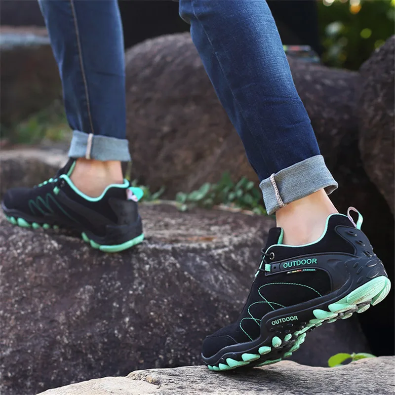 

Spring Women Hiking Shoes Rubber Mountain Climbing Trekking Shoes Sports Spring Leathaer Breathable Outdoor Sneakers