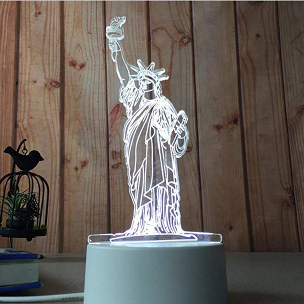 3D USB акриловый светильник, статуэтки, классный мальчик, милая сова, глобус, парусник, колесо обозрения, кошка, хороший подарок, светодиодный светильник, Настольная миниатюра