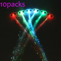 novelty toys led light up optic fiber hair extension with barrette party light set 10 packs