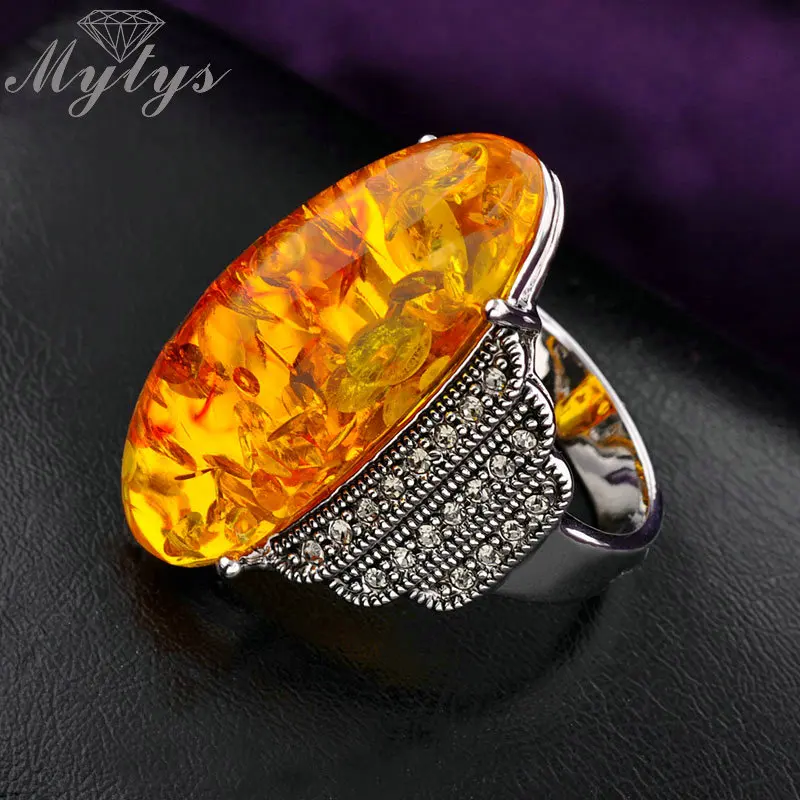 Mytys модное овальное кольцо из искусственной смолы с кристаллами марказита