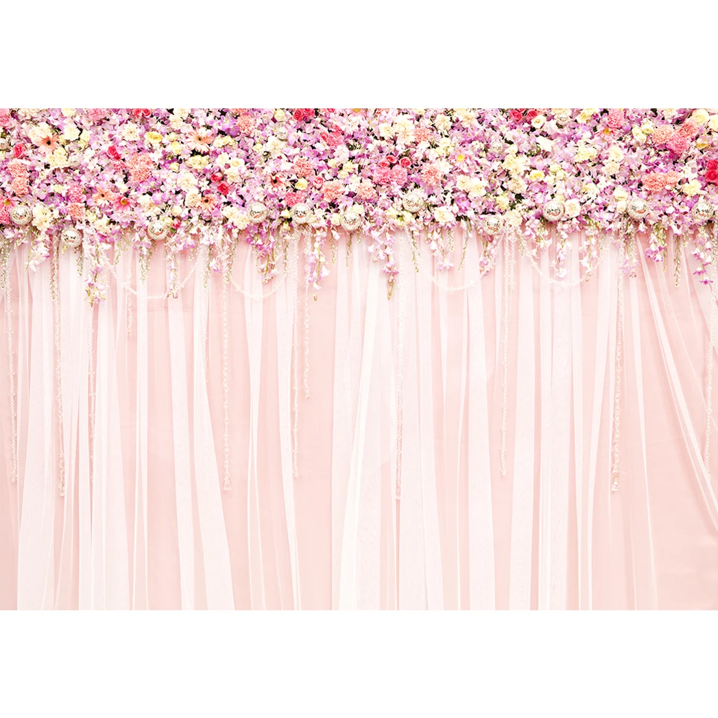 Buy Allenjoy photography backdrops wedding party pink floral Flower wall curtains love Bridal shower banner photo studio on