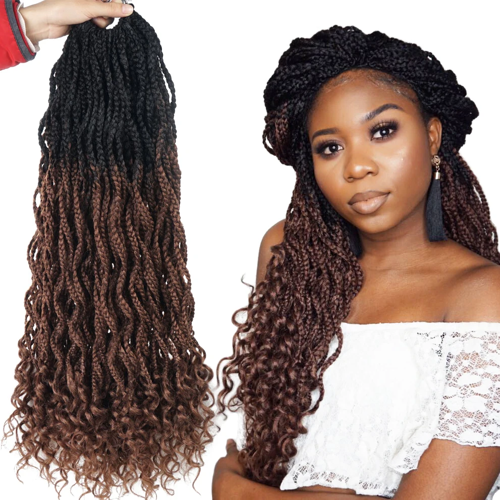 Богиня вязаный крючком долгий ящик косы прически расширения Kanekalon синтетических