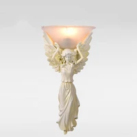 85 265v modern european style wall lamp angel lampshade sconce for hotel bedroom e27 novelty fixture vintage lamp