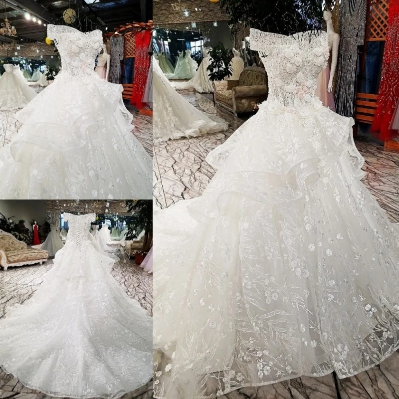 Robe De Mariee многослойная юбка с вырезом лодочкой и коротким рукавом роскошное