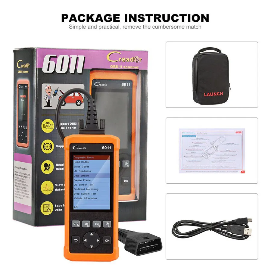 Старт CReader 6011 OBD2/диагностический сканер EOBD с акрилонитрил-бутадиен-стирол, ПП Системы диагностические функции