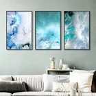 Абстрактная живопись с изображением синего морского мрамора, пейзаж, холст, картины для гостиной, скандинавские плакаты и принты, украшение для дома, настенное искусство