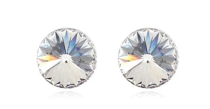 Украшенные кристаллами Swarovski маленькие круглые серьги для женщин, настоящие модные ювелирные аксессуары