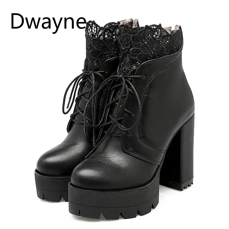 Dwayne/2019 г. осенние женские ботинки на платформе со шнуровкой черные весенние